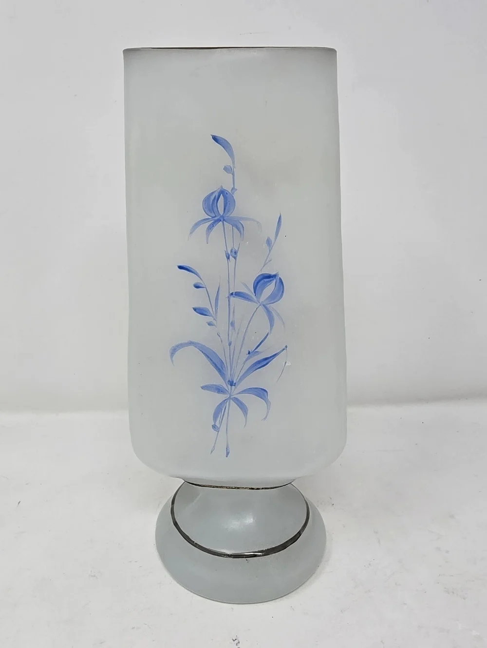 Vtg 1970s white satin glass vase square nature Chinese Japanese oriental - Picture 5 of 9